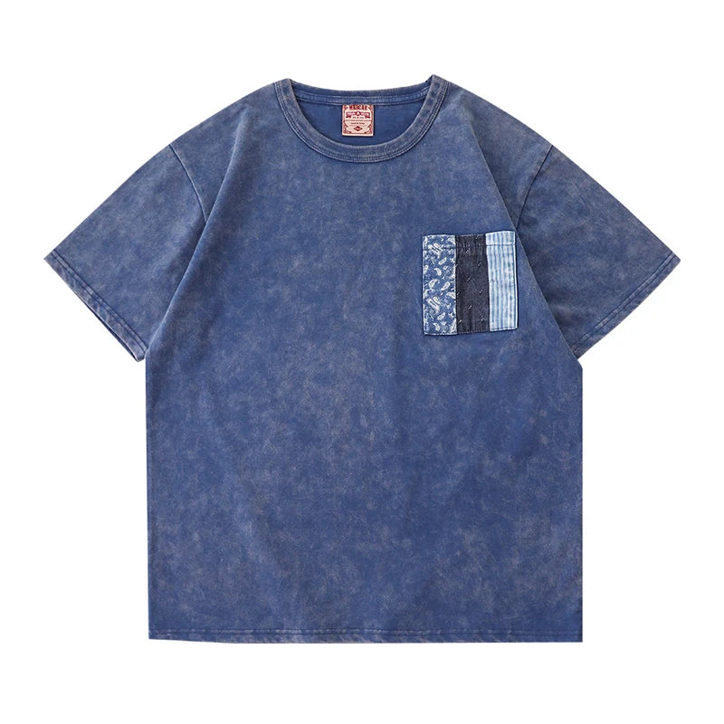 Anime Oversized shirt – Ancient Cloth Splicing Indigo Top Snowflake Heavy Industry W