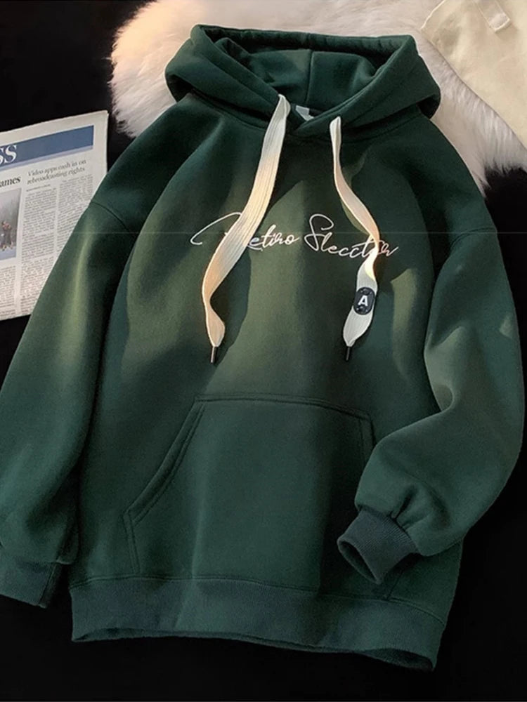 Men Hoodie Letter Printed Long Sleeve Autumn Sweatshirts Goth Fashion Y2K Vintage Hoodies Streetwear Fleece Pullover