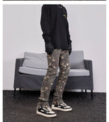 mens hip hop streetwear denim pants fashion camouflage pants 2023 harajuku cotton zipper joggers slim fit jeans trousers pants unique joggers style 2721