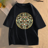 Sadcore Melting smiley – Cotton Black Short Sleeved Mens Summer New New Chinese Style