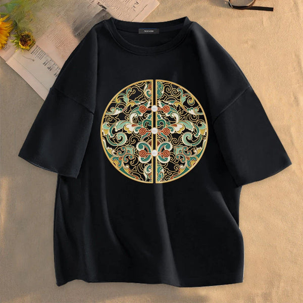 Sadcore Melting smiley – Cotton Black Short Sleeved Mens Summer New New Chinese Style