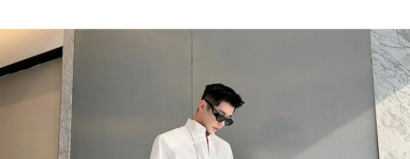 Men French Vintage Fashion Business Casual Long Sleeve Loose Dress Shirts Man Korean Streetwear Party Shirt Blouses