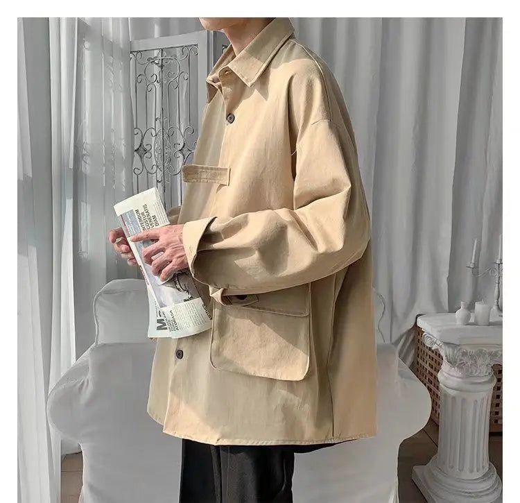 Original shirt men long-sleeved Korean style trendy loose handsome work shirt ins trendy brand spring