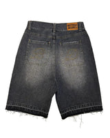 American Retro Fashion Brand Clothing Letter Embroidered Denim Shorts Men Y2k Street Fashion Loose Oversized Shorts Women