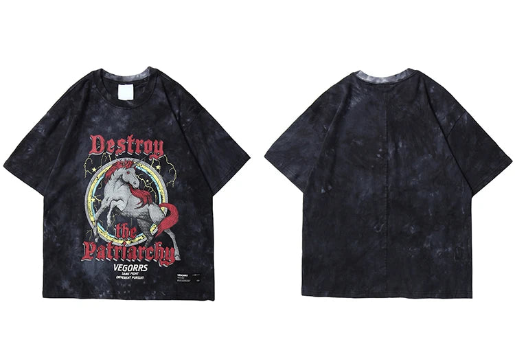Sadcore Vintage t-shirt – 2023 Tshirt Streetwear Retro Tie Dyed House Graphic T Shirts