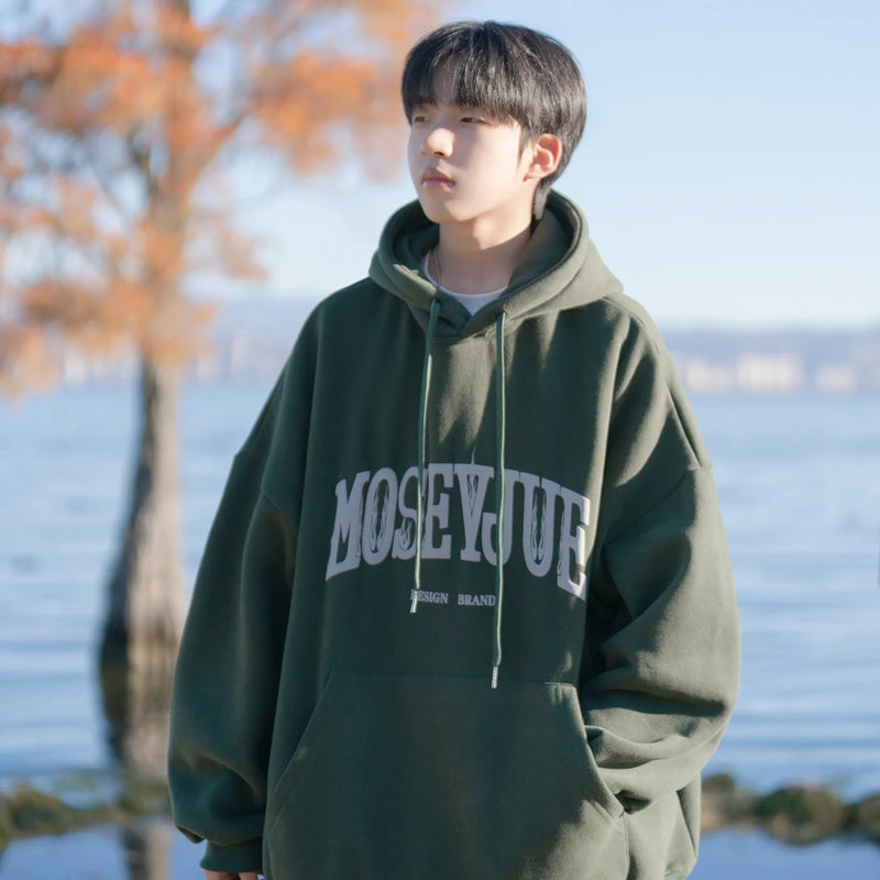 Spring and Autumn Trendy Hip Hop American High Street Men and Women Retro Letter Printed Hoodie Couple Loose Casual Top y2k