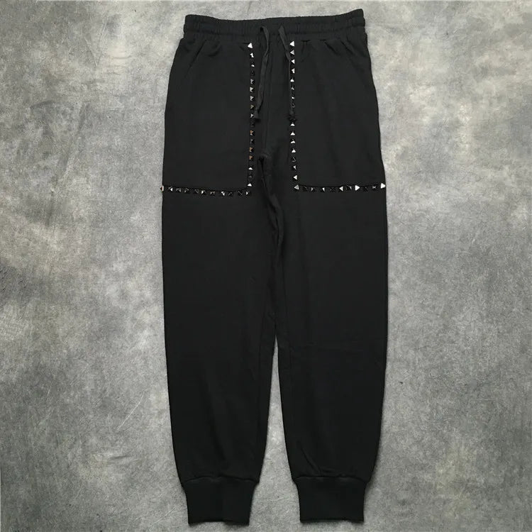 high new novelty cotton luxury men metal rivets pockets comfortable classic paisley 4 white casual pants sweatpants thicken m2 unique joggers style 4344