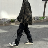 Undermycar High Street Trendy Brand High Quality Extra Large Washed and Worn Dark Checker Patch Camo Shirt