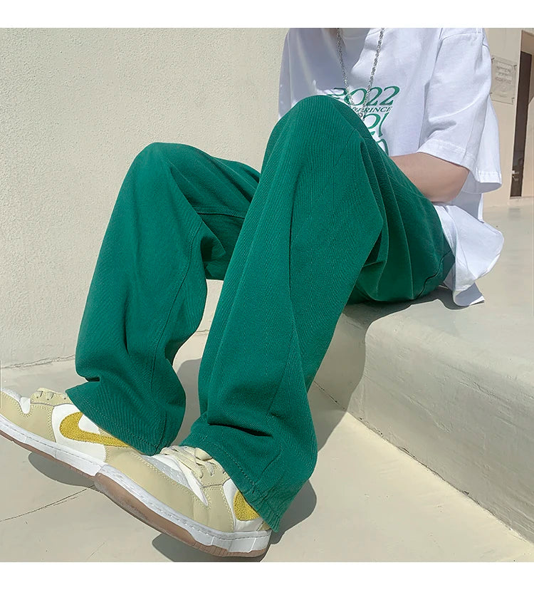 4 colors baggy jeans men fashion casual wide leg jeans men streetwear loose hip hop straight denim pants mens trousers m 2xl unique jeans style 4041