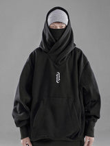 Winter Mens Embroidery Turtleneck Hoodies Japanese Ninja Hoodies Hip H