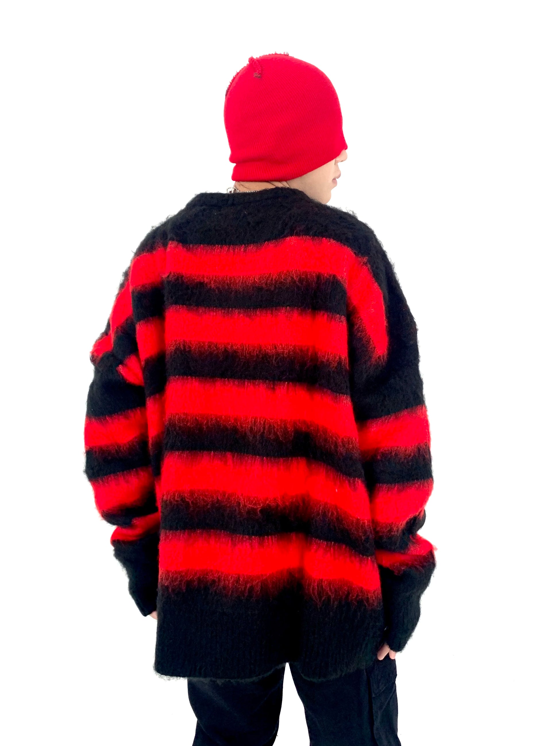 fire graphic sweater, 2025 fashion trend, cozy fashion fit, stylish street outfit, modern aesthetic appeal