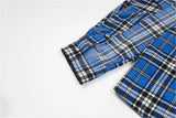 24SS New THUG CLUB Trendy Sword Print High-Street Cotton Vintage Plaid Shirt