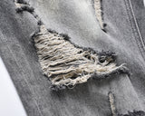 distreesed frayed painted casual baggy jeans for men ripped streetwear washed gray denim trousers oversized unisex hole cargos combat utility trousers