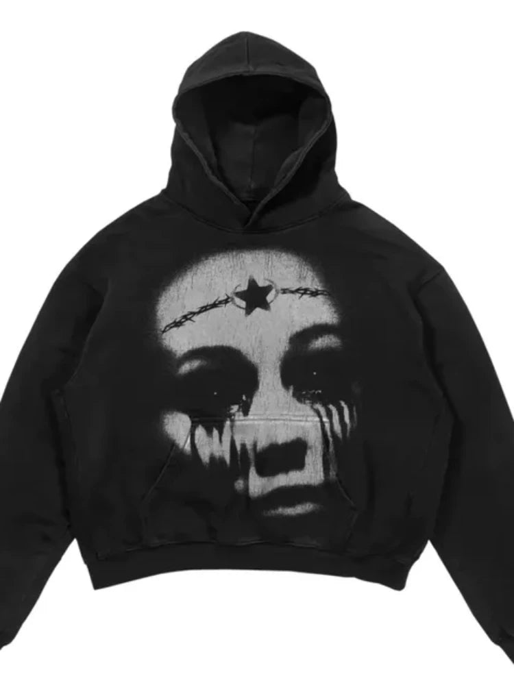 Y2K Womens Top Hoodies Sweatshirt Pullover Oversized Streetwear Vintage