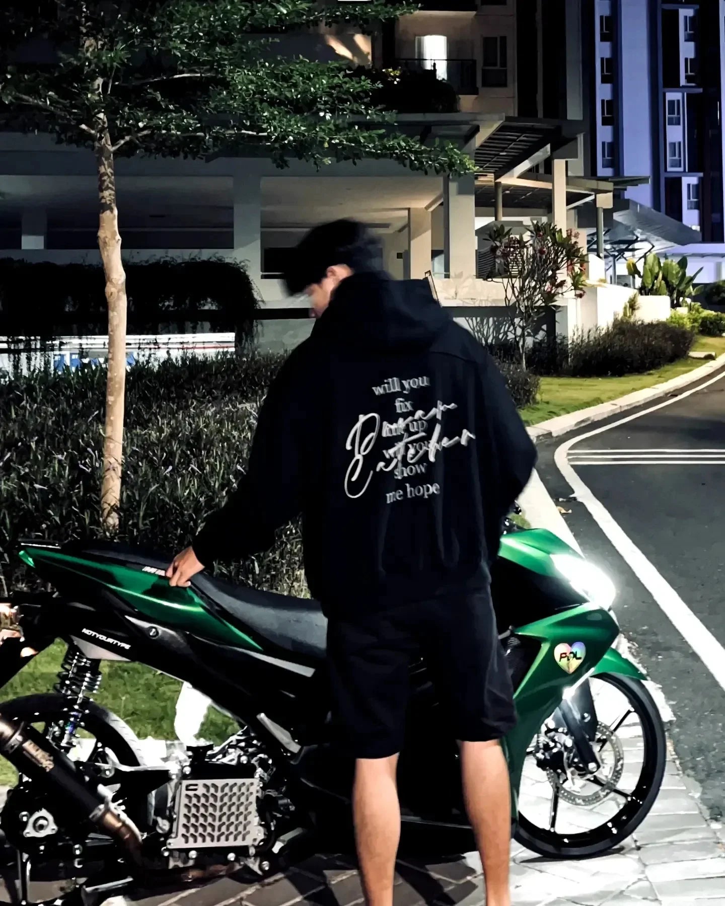 Oversized Y2K streetwear hoodie with futuristic details