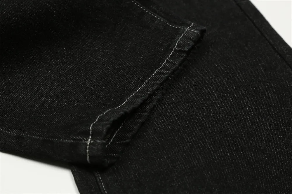y2k retro sanskrit black jeans street casual pants punk male hip hop print loose harajuku mens straight pants ins hot sale unique jeans style 4784