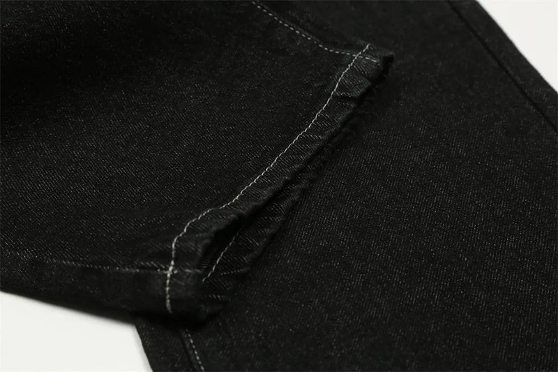 y2k retro sanskrit black jeans street casual pants punk male hip hop print loose harajuku mens straight pants ins hot sale unique jeans style 4784