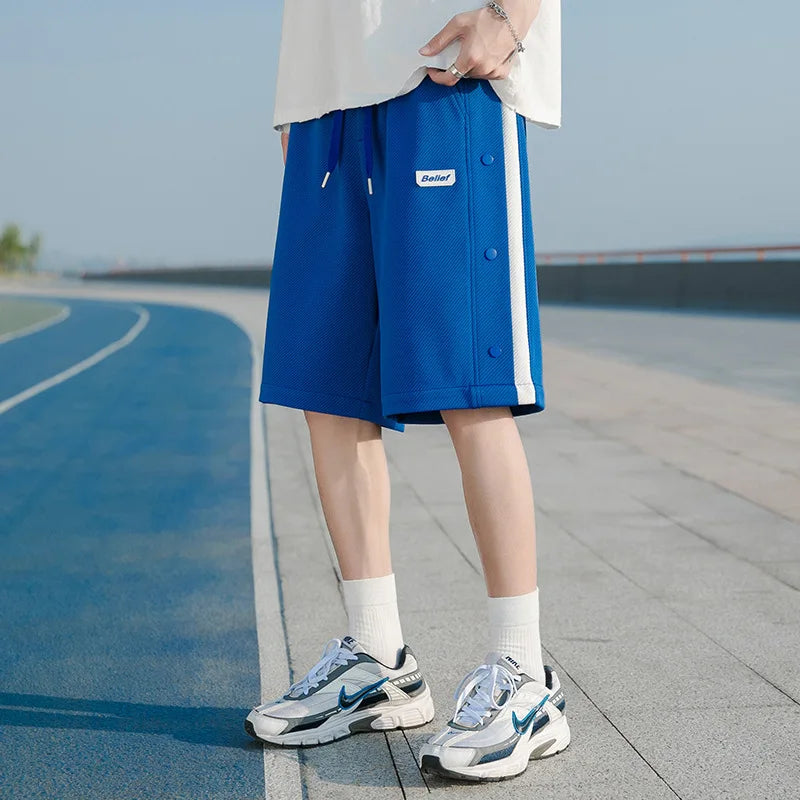 2023 summer new light luxury fashion casual beach pants men straight shorts loose pants boutique clothing simple style unique shorts style 4100
