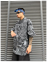 2 pieces sets mens fashion harajuku printed single breasted shirts and drawstring capris short pants joggers new streetwear sets unique joggers style 4438