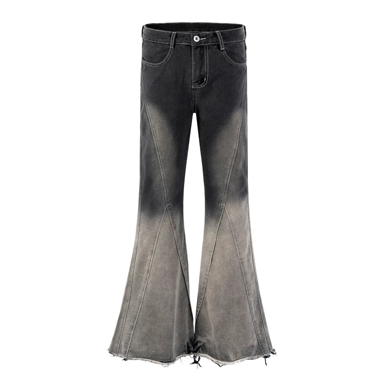 black gray gradient slim jeans floor mop flared pants high street new trendy fashionable hip hop washed vintage mens jean pants unique jeans style 901