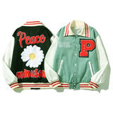 urban material hip casual - fashion graphic fit print image premium unisex design style oversized japanese-retro-letter-and-daisy-embroidery-contrast-color-thick-woolen-jacket-for-men-and-women-streetwear-casual-winter-coat quality high 9357b3 style hop streetwear wear everyday essential streetwear design ID 497b3