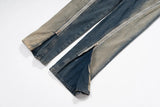 Ro Style Gradient Blue Horn Stacked Floor Dragging Jeans Unisex Streetwear Baggy Y2K Ribbons Zipper Denim Trousers Oversized