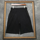 New Novelty high quality Men Luxury Side Metal Rivets Comfortable Classic Striped Skateboard Street Cotton Casual Shorts #D51