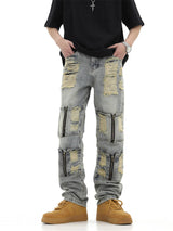 2024 ripped jeans high street straight trousers destroyed hole baggy denim pants vintage retro hip hop 1 unique jeans style 4627