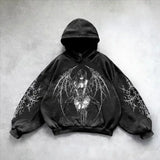 Harajuku Cotton Thick Material Gothic Angel Hoodie Women Super Large H