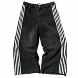 new hip hop baggy jeans harajuku goth y2k jeans for men black striped embroidered wide leg denim pants high street streetwear urban skinny jeans