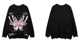 fashion butterfly knitted oversized sweater unisex o neck ripped holes knit pullover streetwear unisex loose sweaters clothing Y2K vintage urban hoodie, oversized graphic print design, streetwear fashion hoodie