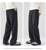 men bright line elastic waist streetwear fashion loose casual plus size straight suit pants work man business trousers unique default style 1940