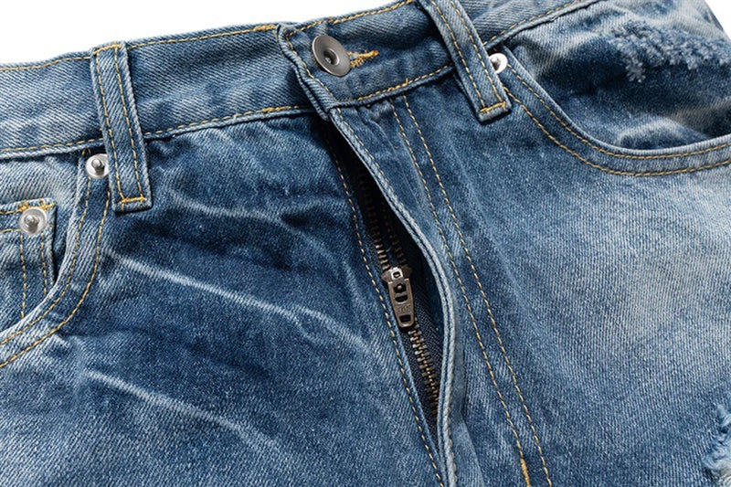 mens fashion ripped jeans blue distressed flared denim pants baggy jeans trousers male luxury designer jeans unique jeans style 5713