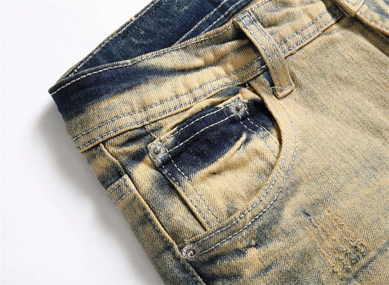 men fashion slim ripped jeans color block patchwork trend denim pants streetwear hip hop jeans trousers for male unique jeans style 470