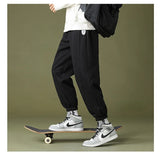 mens high street loose fit elastic waist pants winter warm fleece pants hip hop solid drawstring sportwear sweatpants joggers unique joggers style 1668