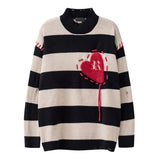 hip hop destroyed ripped holes knitted sweater mens casual y2k striped o neck pullover sweater unisex harajuku streetwear jumper - vintage look oversized hoodie, gothic aesthetic hoodie for winter, high quality cotton hoodie