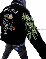 menswear fashion piece featuring kanye co branded commemorative high quality heavy industry fully embroidered cotton winter jacket for men and women design – premium quality jacket for men