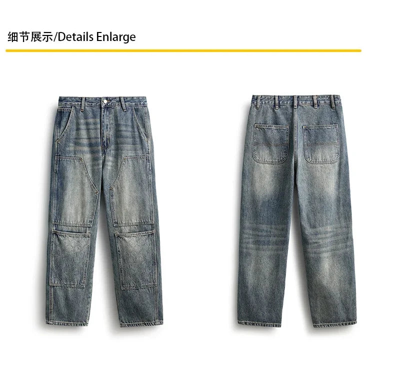 men streetwear fashion loose casual plus size denim harem jeans pant cityboy retro splice pocket cargo jeans trousers 40 38 unique cargo style 3204