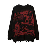 ripped goth women y2k men sweaters vintage black oversized knitted sweater harajuku anime fashion winter 2023 knit tops pullover high quality cotton pullover, Y2K vintage urban hoodie, trendy hip hop style outerwear