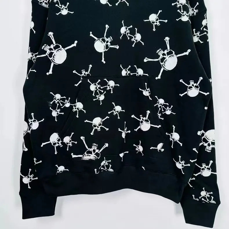 New 2023 Luxury Men Skull Head Devil Pullover Hoodies Hoody Hooded Swe