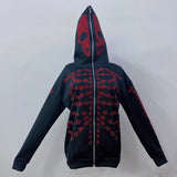 Hoodie Men Rhinestone Skeleton Zip Up Hoodie Oversized Sweatshirts Y2K