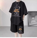 Vaporwave Crying angel – Summer Men Tracksuit Japan Cartoon Streetwear Cool Bear Prin