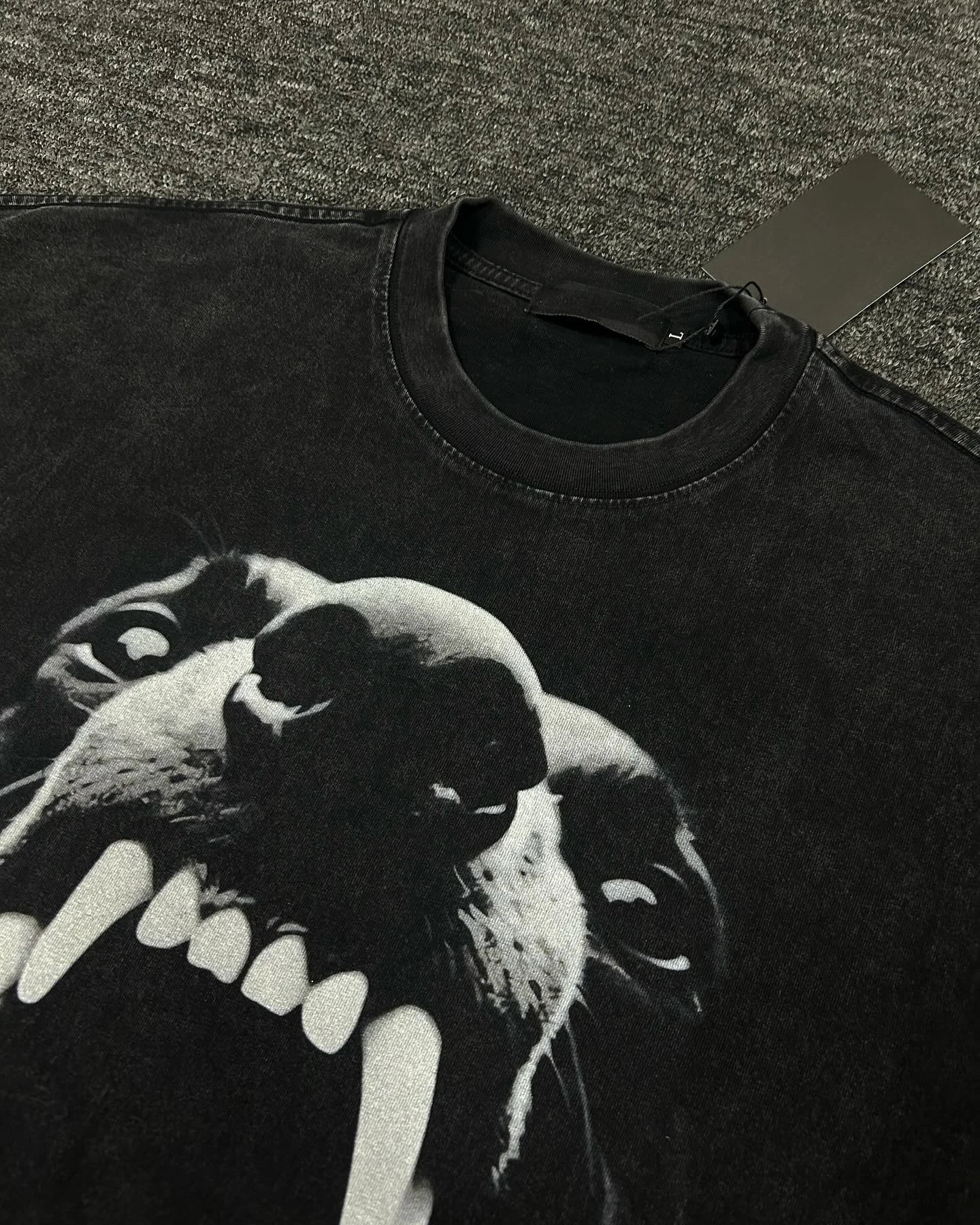 techwear-inspired t-shirt with bold graffiti character design
