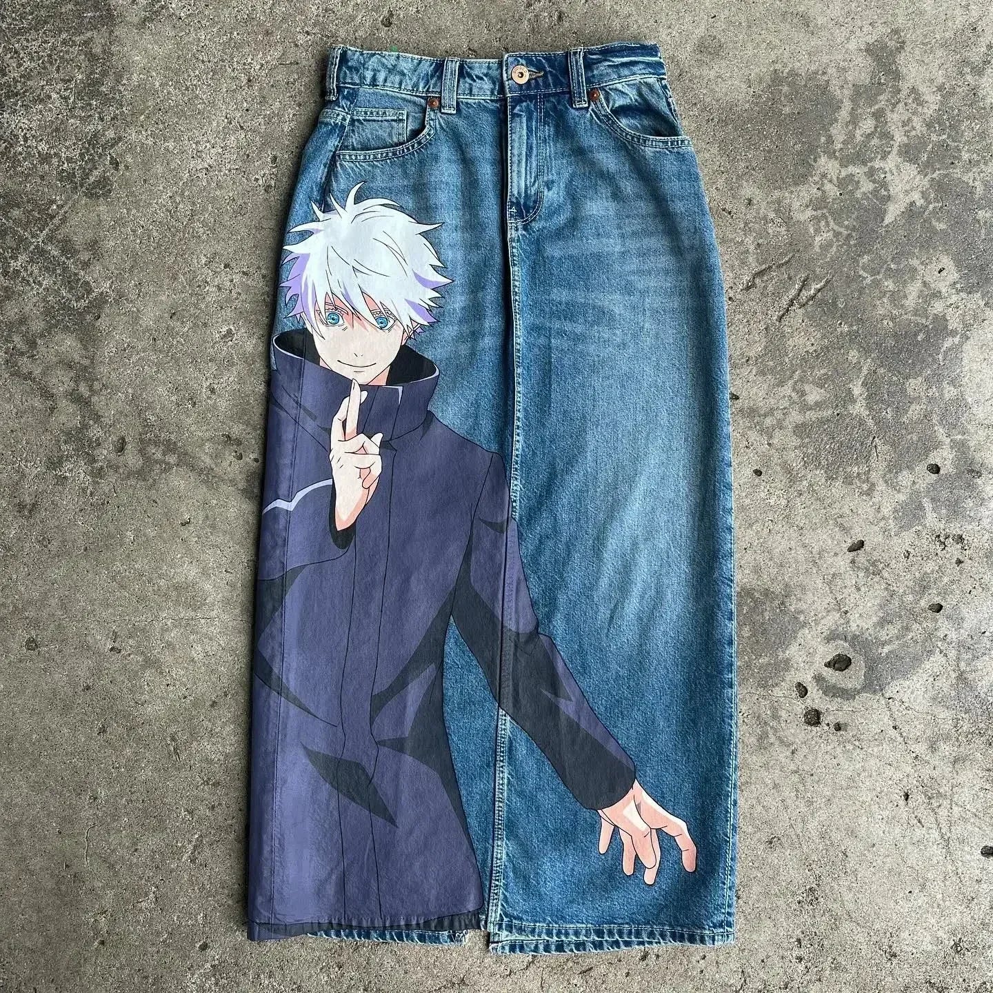 harajuku slifer the sky dragon print y2k men s jeans popular anime baggy jeans wide leg pants streetwear trouser men clothing vintage washed jeans