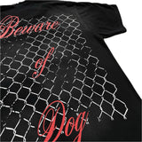 24SS HS Brand Fashion Beware Of Dog Tee High-Street Retro Washed Print Cotton Short Sleeve Tops T-Shirt