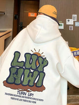 New Letter Graphic Print Hooded Sweatshirts For Men Elegant Vintage Co