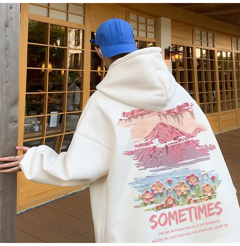 Mens Oversized Hoodie White With Hat 5Xl Plain Hoodies Oversize For Me
