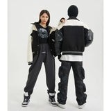 Korean Retro Street PU Leather Patchwork Baseball Jacket Men Autumn Trendy Brand INS Street Couple Leisure Motorcycle Jacket