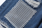 distressed skinny flared micro flare jean for mens mesh big destroyed ripped denim jeans hip hop biker jeans pants male unique jeans style 1325