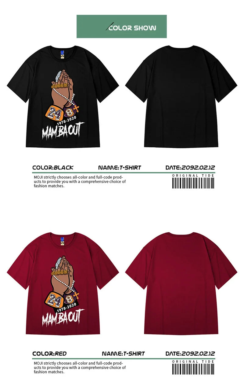 Anime Oversized shirt – R I P Mamba T Shirt Men Cool Summer Short Sleeve Tshirts Vin